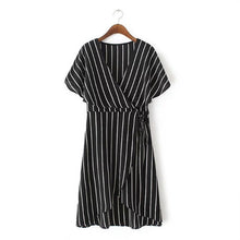 2017 Brand New Vestidos Plus Size Sexy Straight Knee-Length Dress Brief Short Sleeve Deep V-neck Women Dresses 72098