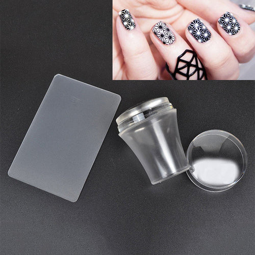 2017 Clear Jelly Nail Art Stamper Scraper With Cap Silicone Stamping Polish Printing Transfer Template Manicure Tools