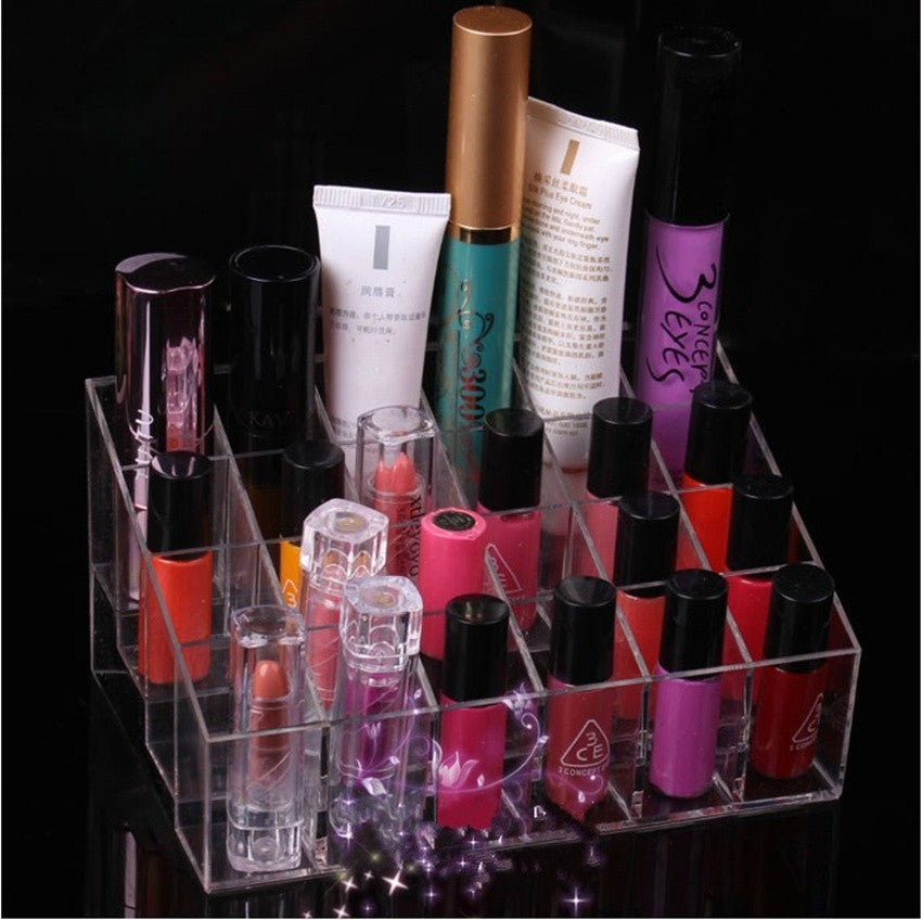 2017 Clear Trapezoid Lipstick Makeup Display Holder Case Cosmetic Organizer