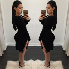 2017 Club Wear Dresses Womens Sexy Full Bandage Lacing Up Hollow Out Deep v Neck Irregular Ladies Dress vestidos &02