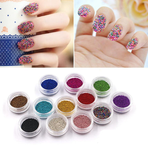 2017 DIY 12 Colors Mini Bean Fashion Nail art Micro Beads Pearl Nail Art Decorations Tips Women Nail sticker Maquiagem
