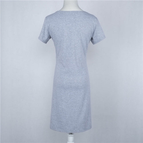 2017 European New Fashion Club Sexy Dress O-neck Short Sleeves Plus Size Grey Women Dresses 72465