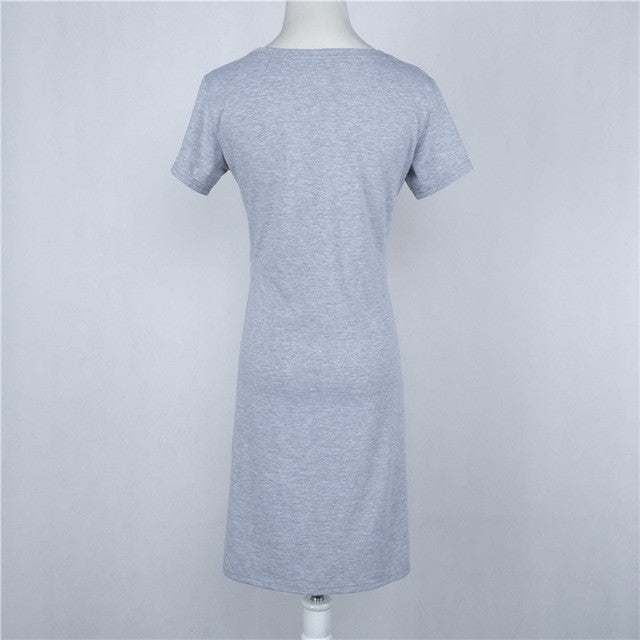 2017 European New Fashion Club Sexy Dress O-neck Short Sleeves Plus Size Grey Women Dresses 72465