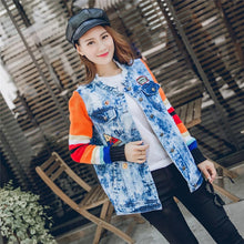 2017 Fashion Autumn Sequins Embroidery Outwear Full Sleeve O-neck Hole Coat Print Jacket Plus Size Denim Knitting Jacket 71944