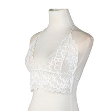 2017 Fashion Black White Lace Crop Top Deep V Neck Halter Translucent Underwear Sheer Lace Strap Bustier Tops Cropped #1207