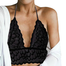 2017 Fashion Black White Lace Crop Top Deep V Neck Halter Translucent Underwear Sheer Lace Strap Bustier Tops Cropped #1207