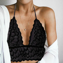 2017 Fashion Black White Lace Crop Top Deep V Neck Halter Translucent Underwear Sheer Lace Strap Bustier Tops Cropped #1207