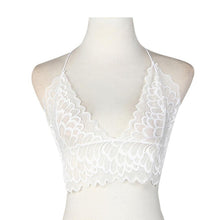 2017 Fashion Black White Lace Crop Top Deep V Neck Halter Translucent Underwear Sheer Lace Strap Bustier Tops Cropped #1207