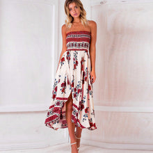 2017 Fashion Bohemian Elegant Dress Women Summer Floral Print Strapless Beach Dresses European Style Sexy Vestidos mujer #63