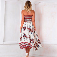 2017 Fashion Bohemian Elegant Dress Women Summer Floral Print Strapless Beach Dresses European Style Sexy Vestidos mujer #63