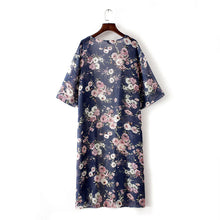 2017 Fashion Chiffon Floral Printed Blouse Women Kimono Cardigan Long Style Half Sleeve Shawl Tops Women blusas femininas #43