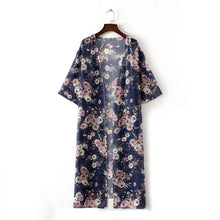 2017 Fashion Chiffon Floral Printed Blouse Women Kimono Cardigan Long Style Half Sleeve Shawl Tops Women blusas femininas #43