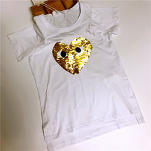 2017 Fashion Female t shirts Short Sleeve T-shirts Plus Size Eye Embroidery Heart Sequined tshirt O-neck Women Tops 72527