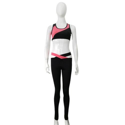 2017 Fashion Fitness 2 Piece Set Women Workout Stretchable Leggings Long Pants Women Clothes 1pc Crop Top + Pants Female #53