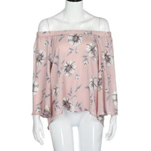 2017 Fashion Flare Sleeve Women Off Shoulder Floral Print Casual Tops Women T Shirt Female camisetas mujer verano #23