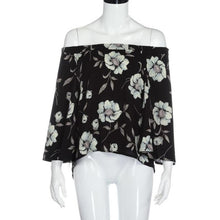 2017 Fashion Flare Sleeve Women Off Shoulder Floral Print Casual Tops Women T Shirt Female camisetas mujer verano #23