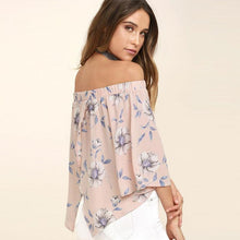2017 Fashion Flare Sleeve Women Off Shoulder Floral Print Casual Tops Women T Shirt Female camisetas mujer verano #23
