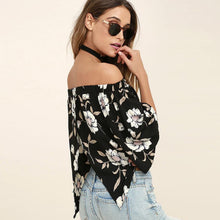 2017 Fashion Flare Sleeve Women Off Shoulder Floral Print Casual Tops Women T Shirt Female camisetas mujer verano #23