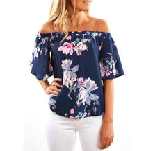 2017 Fashion Flare Sleeve Women Off Shoulder Floral Print Casual Tops Women T Shirt Female camisetas mujer verano #23