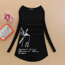 2017 Fashion Full Sleeve T-shirts Plus Size Female t shirts cycle windmill Print Top O-neck Women t shirt 72157