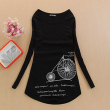 2017 Fashion Full Sleeve T-shirts Plus Size Female t shirts cycle windmill Print Top O-neck Women t shirt 72157
