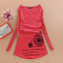2017 Fashion Full Sleeve T-shirts Plus Size Female t shirts cycle windmill Print Top O-neck Women t shirt 72157