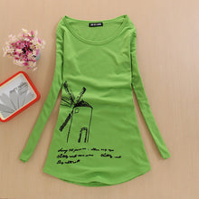 2017 Fashion Full Sleeve T-shirts Plus Size Female t shirts cycle windmill Print Top O-neck Women t shirt 72157