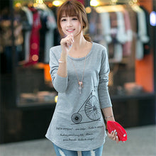 2017 Fashion Full Sleeve T-shirts Plus Size Female t shirts cycle windmill Print Top O-neck Women t shirt 72157