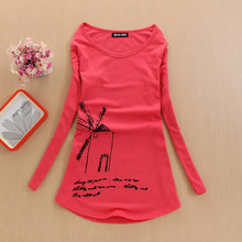 2017 Fashion Full Sleeve T-shirts Plus Size Female t shirts cycle windmill Print Top O-neck Women t shirt 72157