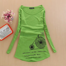 2017 Fashion Full Sleeve T-shirts Plus Size Female t shirts cycle windmill Print Top O-neck Women t shirt 72157