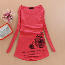 2017 Fashion Full Sleeve T-shirts Plus Size Female t shirts cycle windmill Print Top O-neck Women t shirt 72157