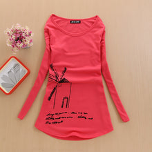 2017 Fashion Full Sleeve T-shirts Plus Size Female t shirts cycle windmill Print Top O-neck Women t shirt 72157