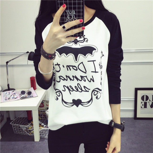 2017 Fashion Full Sleeve T-shirts Plus Size Female tshirts Carton Print Top O-neck Women t shirt 72337