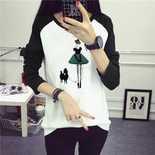 2017 Fashion Full Sleeve T-shirts Plus Size Female tshirts Carton Print Top O-neck Women t shirt 72335