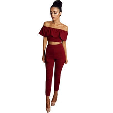 2017 Fashion Jumpsuits Womens 2 Piece Set Crop Top Ladies Sleeveless Cut Out rompers womens jumpsuit combinaison femme &03