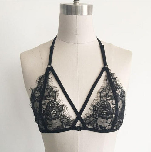 2017 Fashion Lace Sheer Cropped Female Hollow Translucent Underwear Sheer Lace Strap Lingerie Bustier Tank Top Camis Women #03