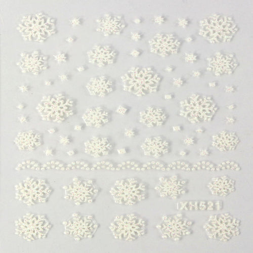 2017 Fashion Nail Sticker Christmas 3D Nail Art Stickers Decals Decoration Snowflake Design White