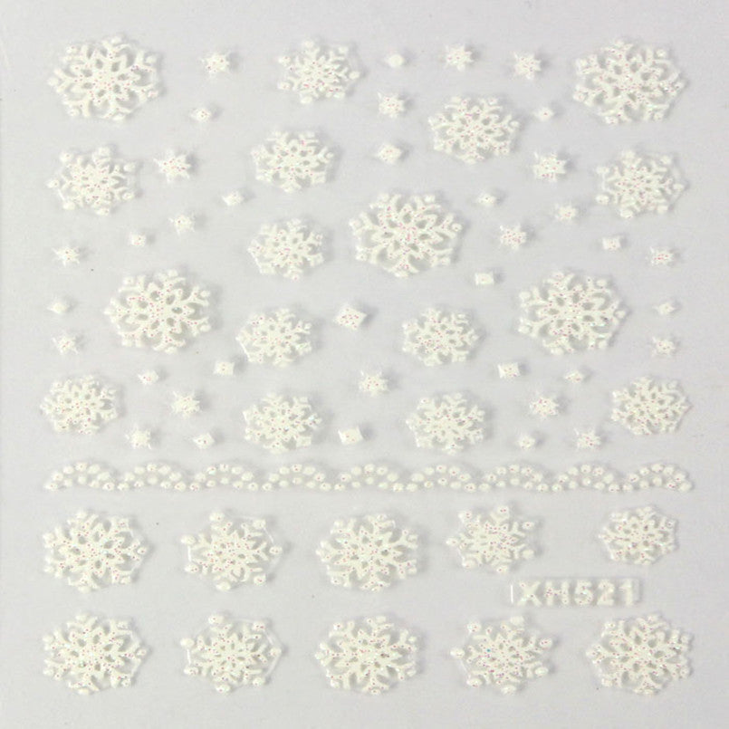 2017 Fashion Nail Sticker Christmas 3D Nail Art Stickers Decals Decoration Snowflake Design White