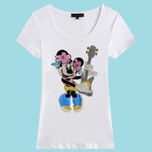 2017 Fashion New Short Sleeve Diamonds T-shirts Plus Size Female t shirts Cartoon Letter Print Top O-neck Women tshirts 72392