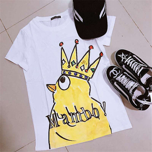 2017 Fashion New Short Sleeve T-shirts Plus Size Female t shirts Animal Chick Print Top O-neck Women Colorful tshirts 72373