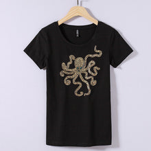 2017 Fashion New Short Sleeve T-shirts Plus Size Female t shirts Animal Letter Beading Print Top O-neck Women tshirts 72388