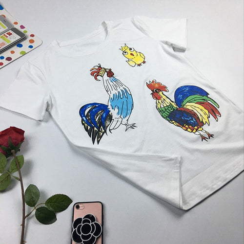 2017 Fashion New Short Sleeve T-shirts Plus Size Female t shirts Animal Print Top O-neck Women Colorful tshirts 72371