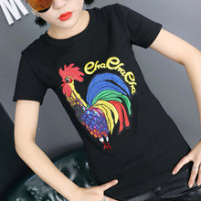 2017 Fashion New Short Sleeve T-shirts Plus Size Female t shirts Animal paillette Top O-neck Women Casual tshirts 72394