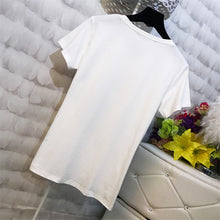 2017 Fashion New Short Sleeve T-shirts Plus Size Female t shirts Animal paillette Top O-neck Women Casual tshirts 72394