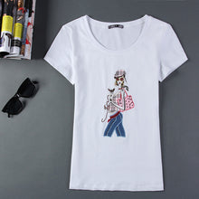2017 Fashion New Short Sleeve T-shirts Plus Size Female t shirts Carton Print Top O-neck Women tshirts 72369