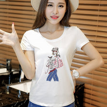 2017 Fashion New Short Sleeve T-shirts Plus Size Female t shirts Carton Print Top O-neck Women tshirts 72369