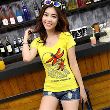 2017 Fashion New Short Sleeve T-shirts Plus Size Female t shirts Carton Print Top O-neck Women Diamond Bling tshirts 72370