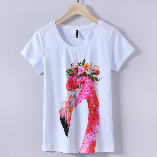 2017 Fashion New Short Sleeve T-shirts Plus Size Female t shirts Casual Animal Print Top O-neck Women tshirts 72383
