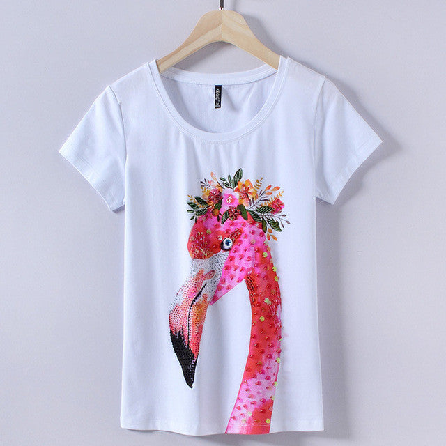 2017 Fashion New Short Sleeve T-shirts Plus Size Female t shirts Casual Animal Print Top O-neck Women tshirts 72383