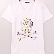 2017 Fashion New Short Sleeve T-shirts Plus Size Female t shirts Diamonds Skull tshirts Print Top O-neck Women tshirts 72444
